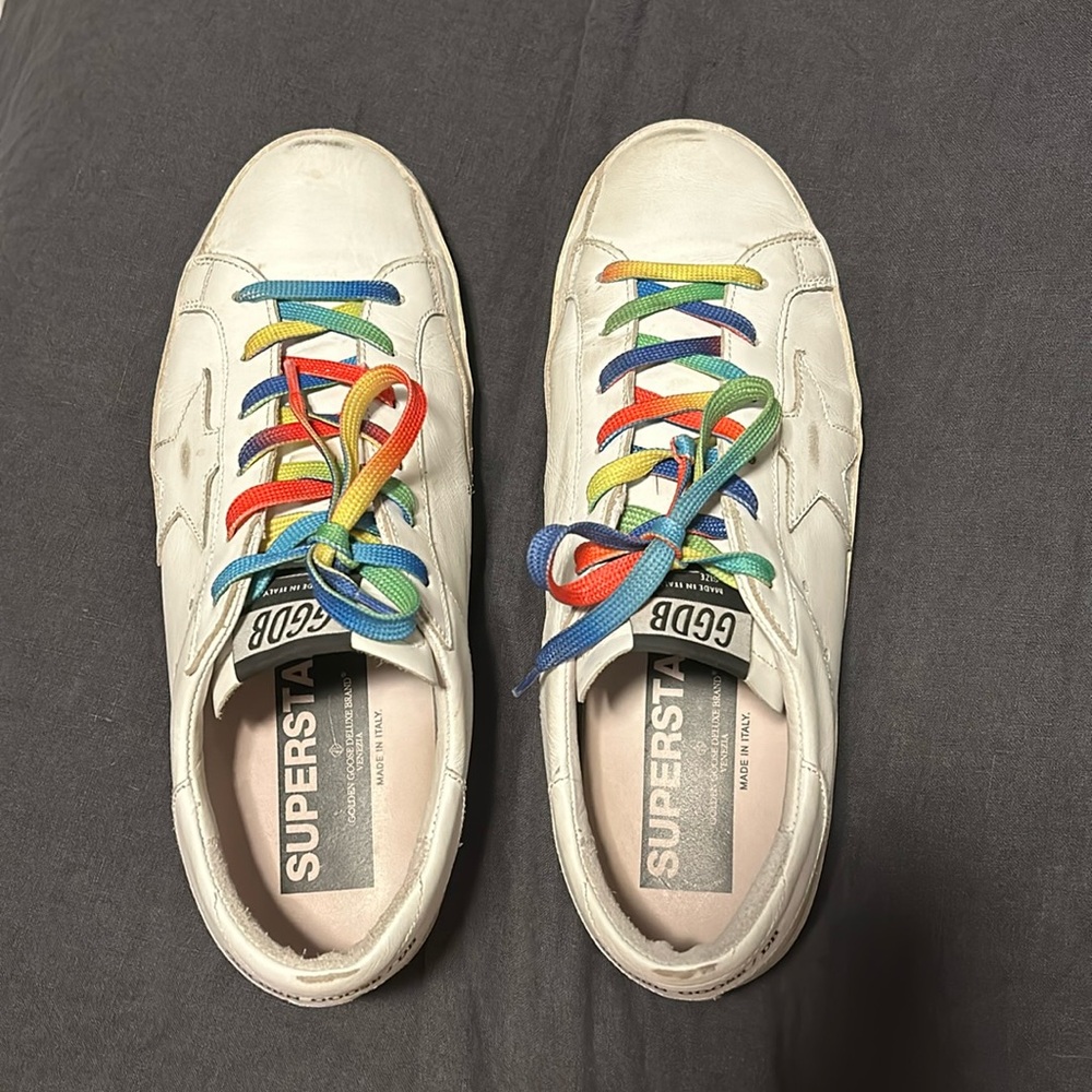White Golden Goose with Rainbow Laces!!!!!!